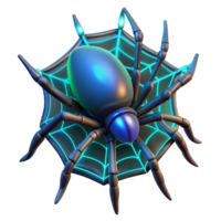 Cybernetic Arachnid on Glowing Web 3D Render png
