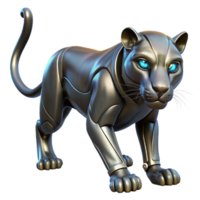 Metallic Panther Robotic Big Cat 3D Render png