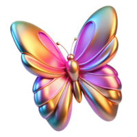 Iridescent Butterfly A 3D Render of a Colorful, Metallic Insect png