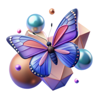 3D Butterfly with Abstract Shapes png