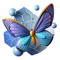 3D Render of a Butterfly with Geometric Shapes png
