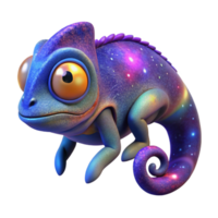 Cosmic Chameleon A 3D Render of a Galaxy Themed Reptile png