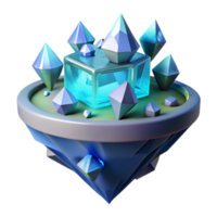 Crystalline Island A 3D Render of Glowing Gems and Floating Platform png