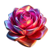 Iridescent Metallic Rose 3D Render of a Flower with Shimmering Petals png