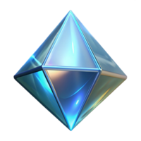 Luminous Blue Geometric Crystal 3D Render of a Sparkling Polyhedron png