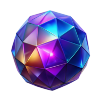 Iridescent Geometric Sphere Abstract 3D Render of a Colorful Polygonal Globe png