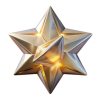 Glowing Gold Star with Embedded Gem 3D Render png