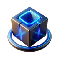 Futuristic Cube with Neon Lights Abstract 3D Render png