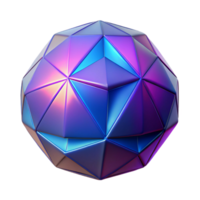 Iridescent Geometric Sphere Abstract 3D Render of a Polygonal Shape with Gradient Colors png