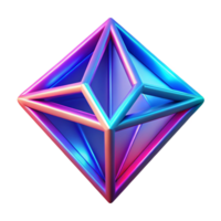 Neon Gradient Geometric Shape 3D Render of a Colorful Abstract Cube png