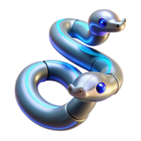 Robotic Snake Articulated Design, Futuristic Technology, Biomimicry, Cybernetic Creature, Metallic Body, Glowing Lines, Segmented Movement, Smooth Surface, Digital Render, Artificial Intelligence png