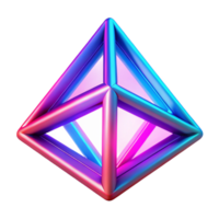 Neon Geometric Prism Abstract 3D Render of a Luminous Tetrahedron png