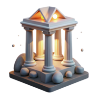 Luminous Temple 3D Render of Classical Architecture with Illuminated Columns png
