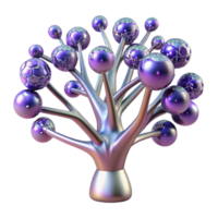 Abstract Metallic Tree with Spheres 3D Render of Geometric Art png