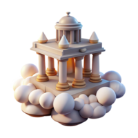 Temple on Clouds 3D Render of Classical Architecture png