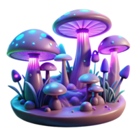 Glowing Mushroom Forest A 3D Render of Illuminated Fungi png