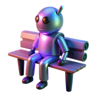 Contemplative Robot on a Park Bench A 3D Render png