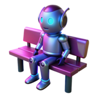 AI Robot Sitting on a Bench A 3D Render of Futuristic Technology png