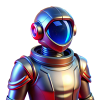 Futuristic Astronaut A 3D Render of a Metallic Spacesuit png