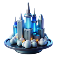 Futuristic Cityscape A 3D Render of a Cloud-Based Metropolis png