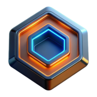 Abstract Hexagon Neon Light Design 3D Render of Futuristic Geometric Shape with Glowing Lines png