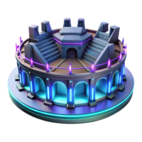 Futuristic Arena 3D Render of a Circular Stadium with Neon Lighting png