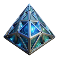 Luminous Geometric Pyramid 3D Render of Abstract Futuristic Structure png