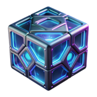Futuristic Cube Illuminated Geometric Structure png