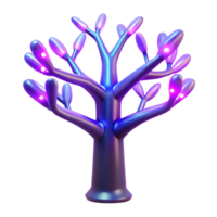 Glowing Purple Tree 3D Render of Abstract Illuminated Flora png
