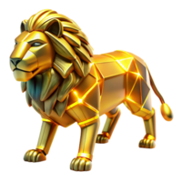 Golden Lion Low Poly, 3D Render, Majestic, Powerful, Luxury, Animal, Gold, Geometric, Shiny, Wildcat png