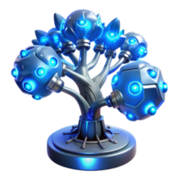 Cybernetic Tree Futuristic Robotic Flora with Glowing Nodes png