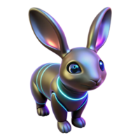 Neon Robotic Rabbit Futuristic 3D Render png