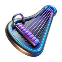 Futuristic Stringed Instrument 3D Render of Abstract Musical Device png