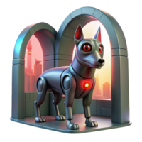 Robotic Canine in Archway Setting Futuristic Cityscape png
