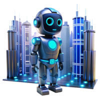 Futuristic Robot in a Metropolis Exploring AI and Urban Environments png