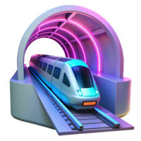 Futuristic High-Speed Train Emerging from Illuminated Tunnel png