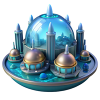 Futuristic City Under a Dome A 3D Render of a Utopian Metropolis png