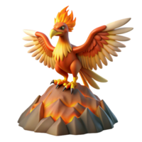 Fiery Avian on Volcanic Peak 3D Render of Mythical Creature png
