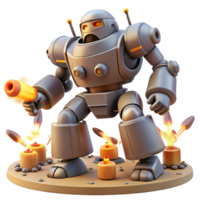 Retro Robot with Flamethrower and Candles png