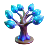 Glowing Bio Luminescent Tree, 3D Render of Fantasy Plant Life png