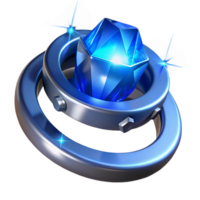 Luminous Blue Gem in Orbiting Rings A 3D Render png
