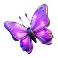 Glowing Purple Butterfly 3D Render of Insect Wings png