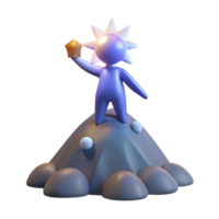 3D Render of Figure Reaching for Star on Hilltop png