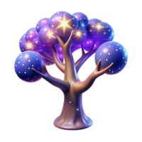 Glowing Celestial Tree 3D Render of a Fantasy Tree with Illuminated Orb Leaves png