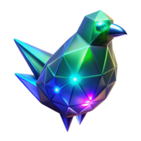 Luminous Polygonal Bird Abstract 3D Render of a Geometric Avian png