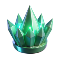 Luminous Green Crystal Crown A 3D Render of a Sparkling Gemstone Regalia png