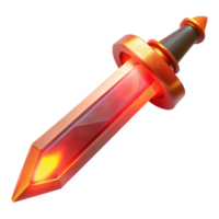 Glowing Red Crystal Dagger 3D Render of Fantasy Weapon png