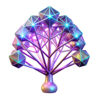 Illuminated Geometric Tree Abstract 3D Render of a Luminous Crystal Structure png