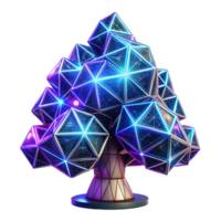 Neon Geometric Tree Abstract 3D Render of Illuminated Polygonal Structure png