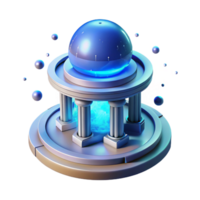 Glowing Orb Shrine 3D Render of Mystical Temple with Floating Spheres png